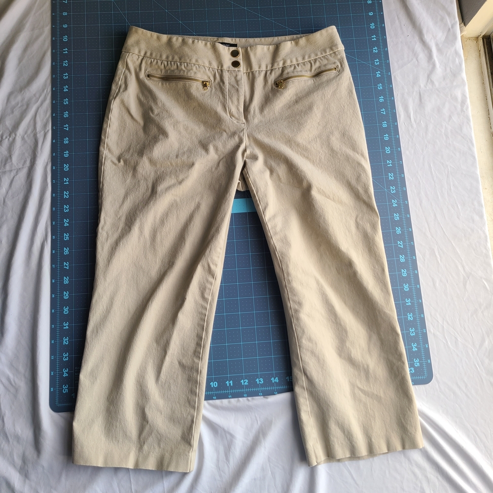 Womens Capri Khaki Tan Brown Casual Beachy Coastal Comfort Versatile Capsule